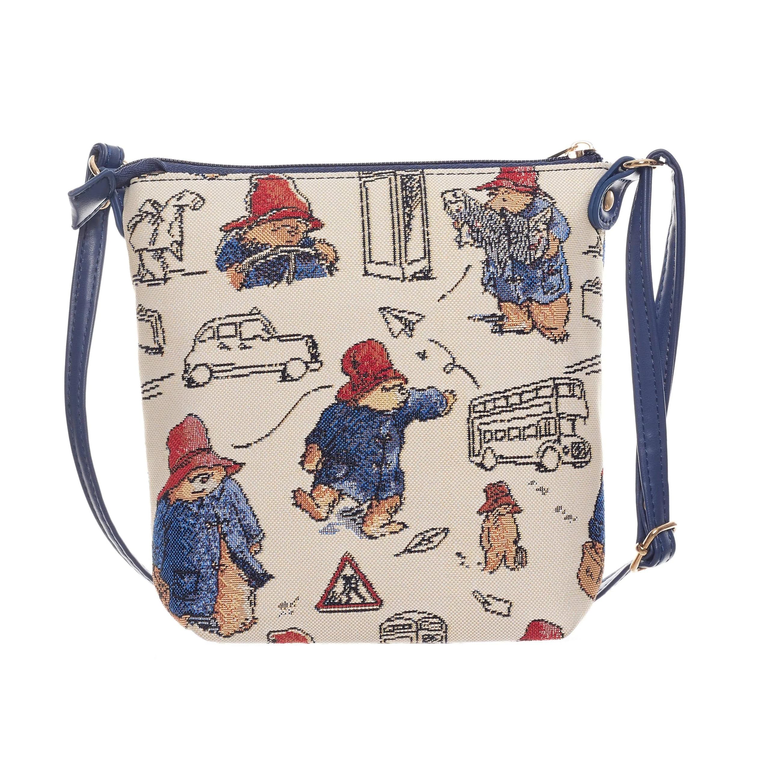 Paddington Bear Tapestry Sling Bag | 19cm W x 19cm H x 6.5cm D | Main Zipped Compartment & Inner Slip Pocket | Crossbody or Shoulder Wear | Eco-Friendly Fabric | Officially Licensed
