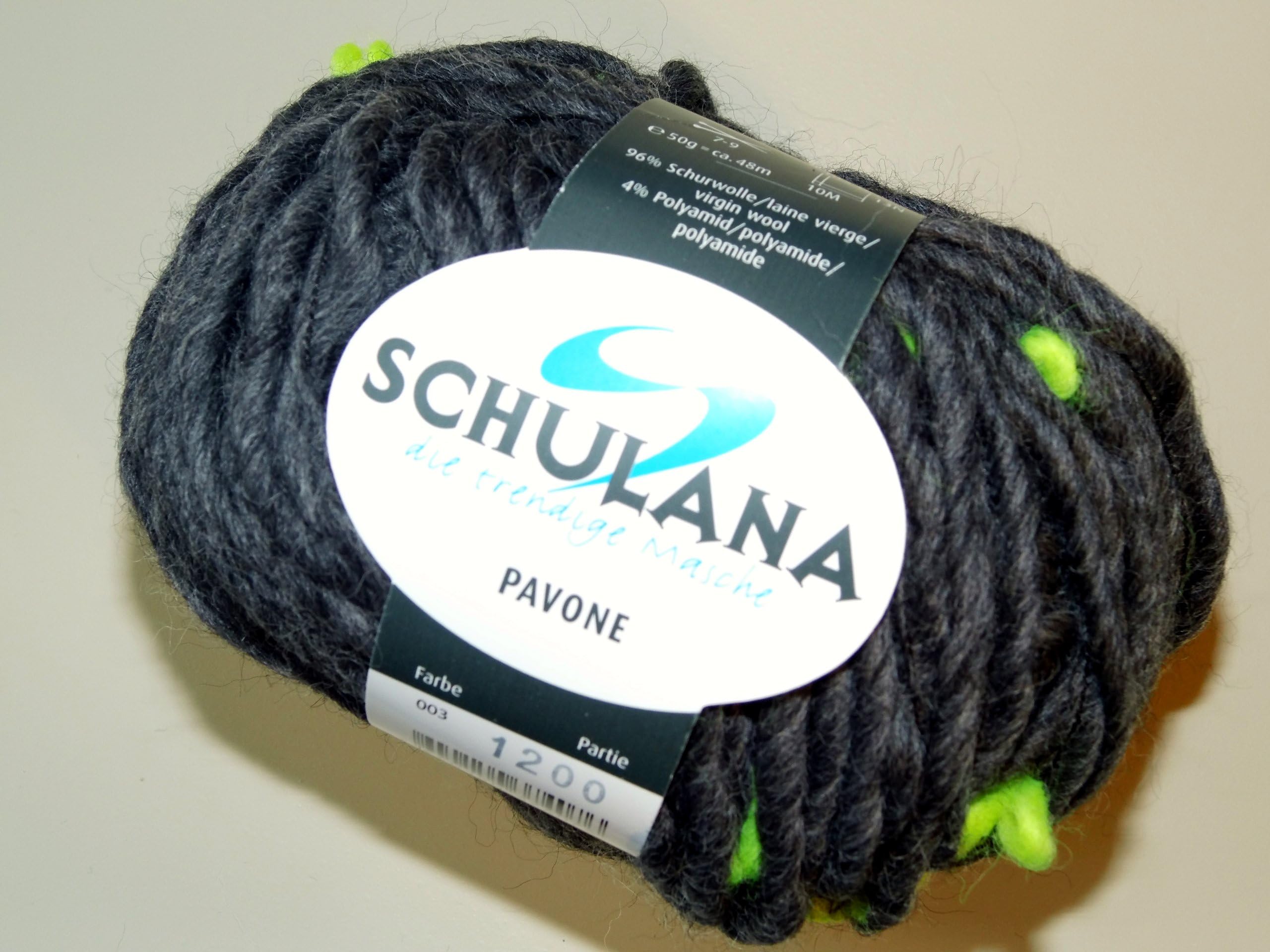 Schulana Pavone Yarn Beanie with Neon Colour 03 Virgin Wool/Polyamide Grey/Yellow