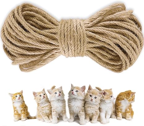Sisal Rope for Cat Scratching Post Tree-1/4 Inch by 100 Ft, Cat Tree Rope Twine for Cat Scratching Post Replacement (Natural Color) Sisal Rope for Cat Scratching Post Tree-1/4 Inch by 100 Ft, Cat Tree Rope Twine for Cat Scratching Post Replacement (Natural Color)