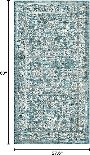 Miniatura 4 de Safavieh Courtyard Collection - Alfombra decorativa, 2 pies 3 pulgadas x 5 pies, turquesa, no desprende pelusa y de fácil cuidado, para interiores y