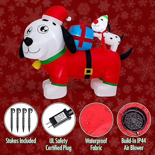 Miniatura 5 de PRESENCE Decoraciones inflables de Navidad para exteriores, luces LED de Navidad de 5 pies con caja de regalo, decoración de invierno, regalo de