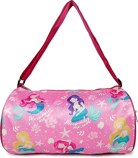 ANNACREATIONS Stylish Mermaid Duffle Sports Dance Gymnastics Sports Gym Bag, Kids Travel Bag for Girls (Style 1)