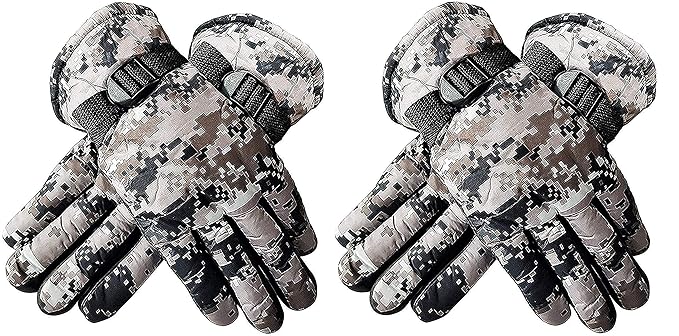VVRM Men's Synthetic Fabric Warm Snow and Wind Proof Winter Gloves, Protective Warm Hand Riding, Cycling, Bike Motorcycle Gloves (Pack of 2 Pairs, Grey Color, Free Size)