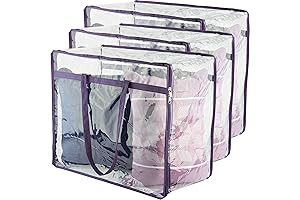 Clear Zippered Linen Storage Bag (3-Pack)