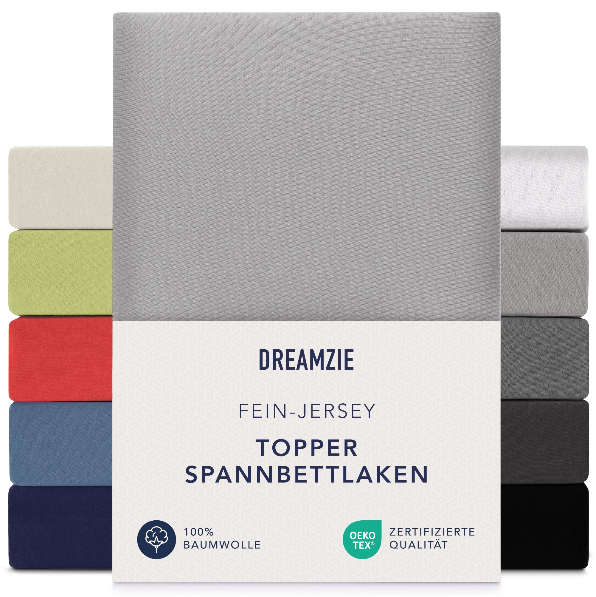 Dreamzie Premium Topper Fitted Sheet 140 x 200 cm, 160 x 200 cm, Extra Low Side Height, for Topper
