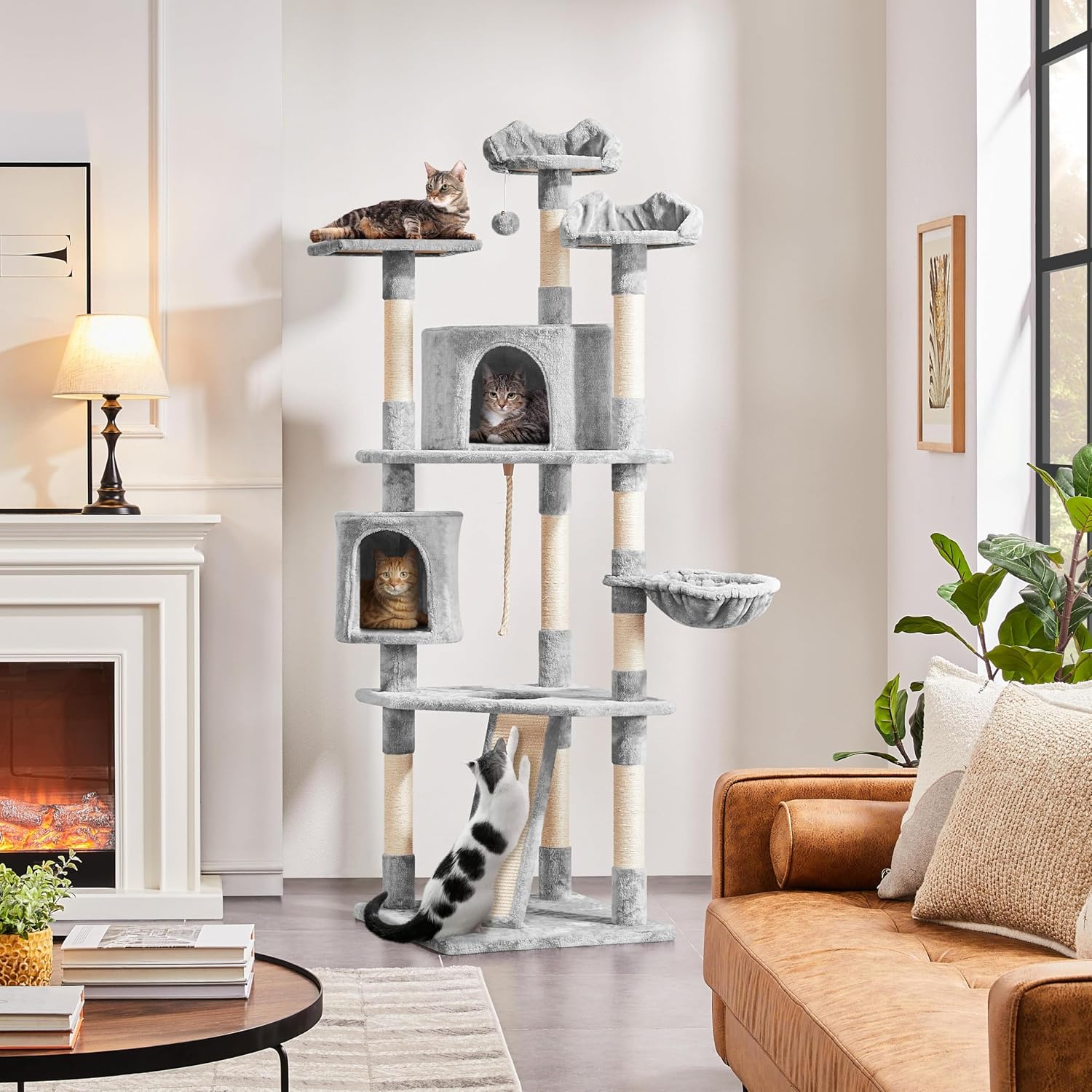 Yaheetech 79 inches Cat Tree Multi-Level Cat Tower with Scratching Post Indoor Cat Condo Pet Stand Play House Furniture Kitten Kitty Activity Center