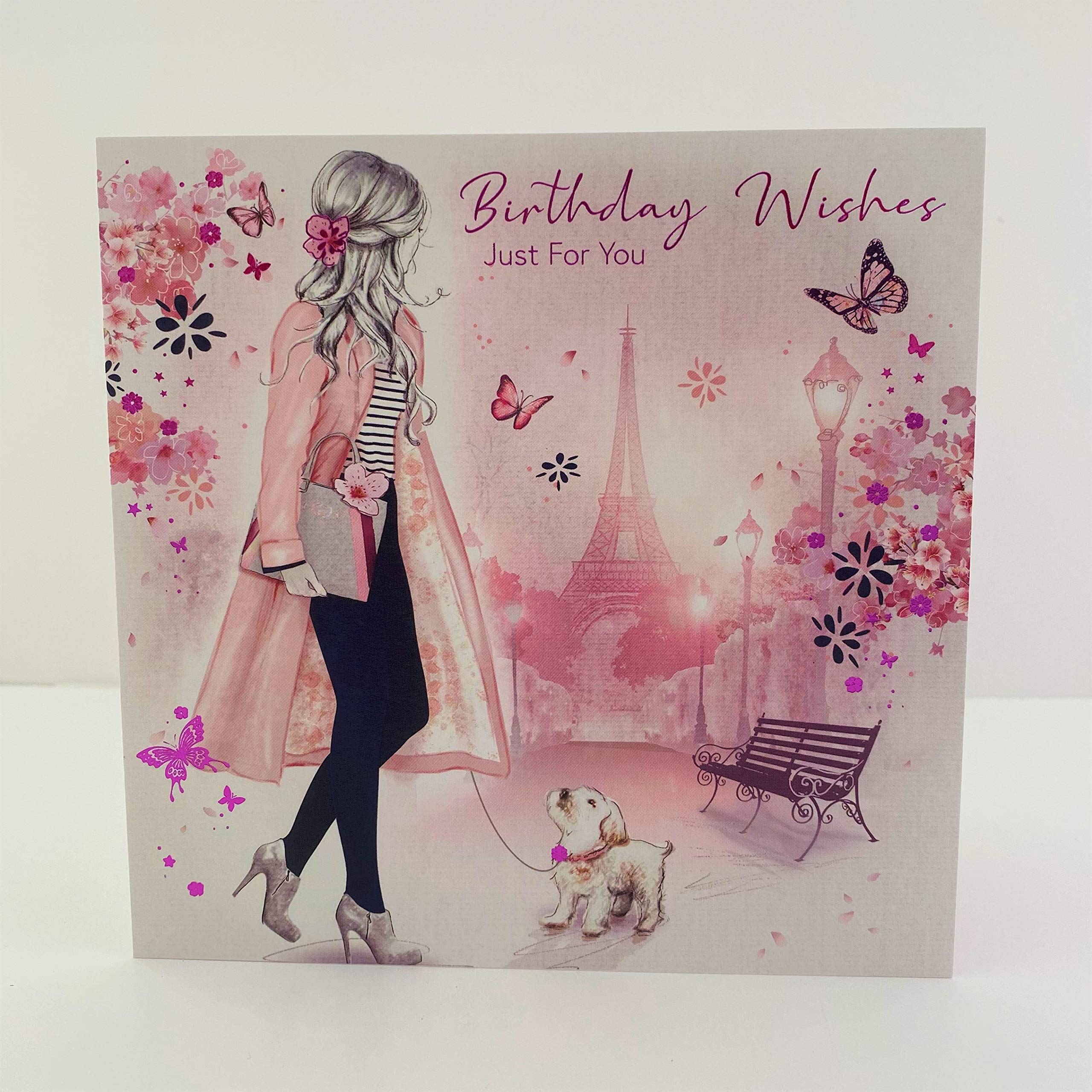 Cherry Orchard Female Birthday Card (CO-BE011) - Paris Stroll, the Eiffel Tower - Foil Finish - Bella Range