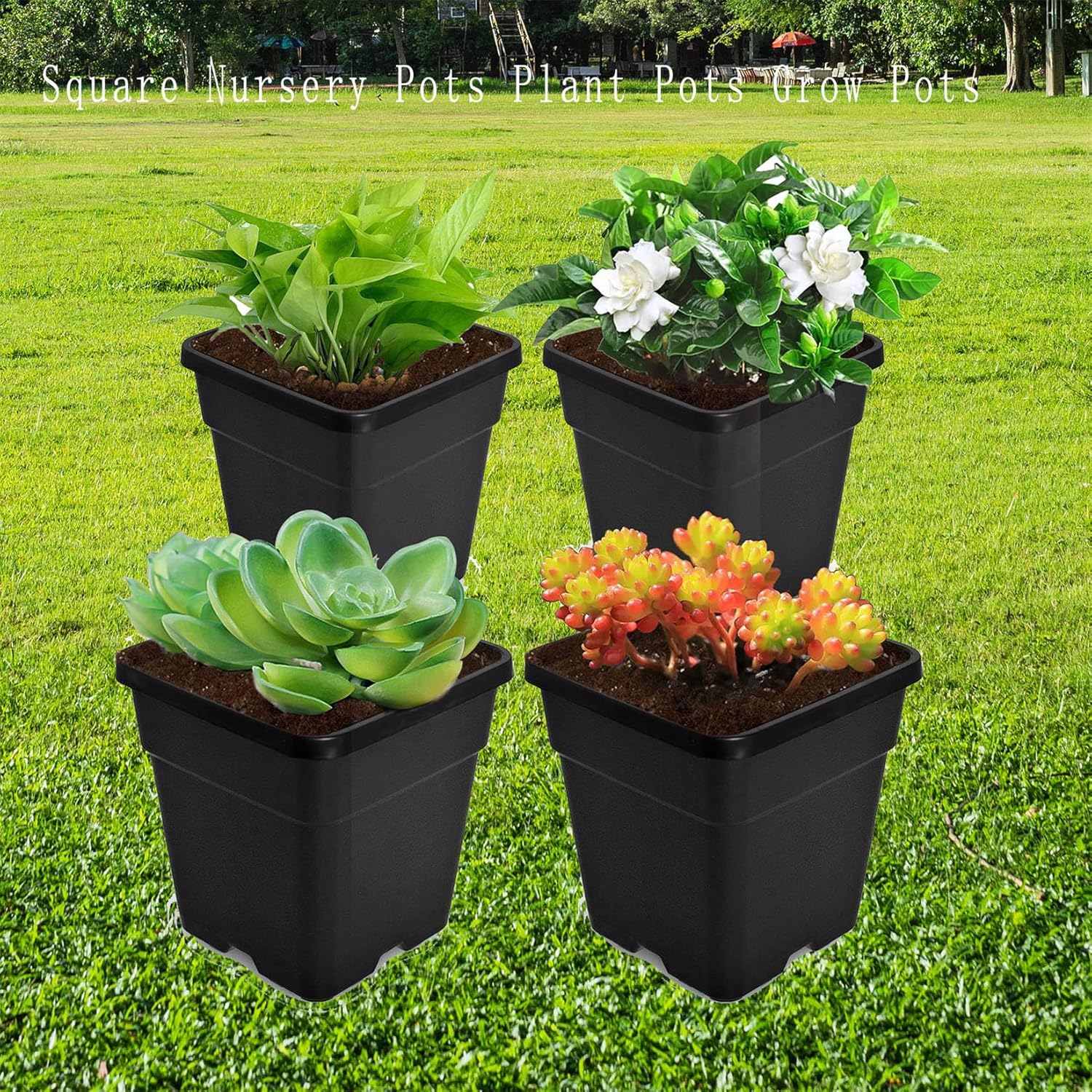 findmall 5 Gallon Square Black Nursery Pots Plant Pots Grow Pots Nursery Container for Planting Soil Plants 10 Pcs