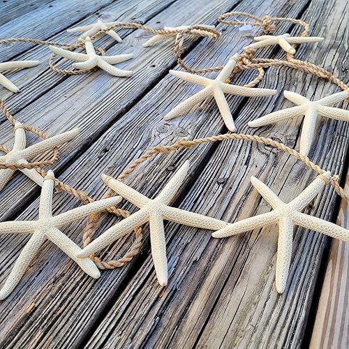 Guirnalda de playa costera de Navidad de 10 pies (120 pulgadas) con 12 piezas de estrellas de mar reales, decoración náutica, decoraciones de fiesta disponible en Yaxa Guatemala