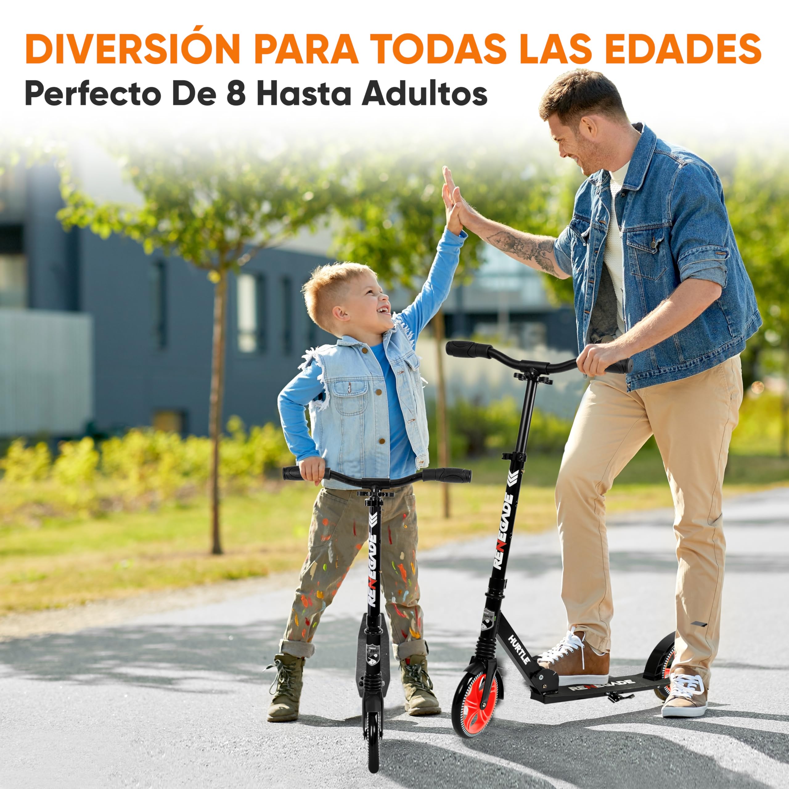 Hurtle Renegade Patinete 2 Ruedas Plegable Ajustable Freno Manillar