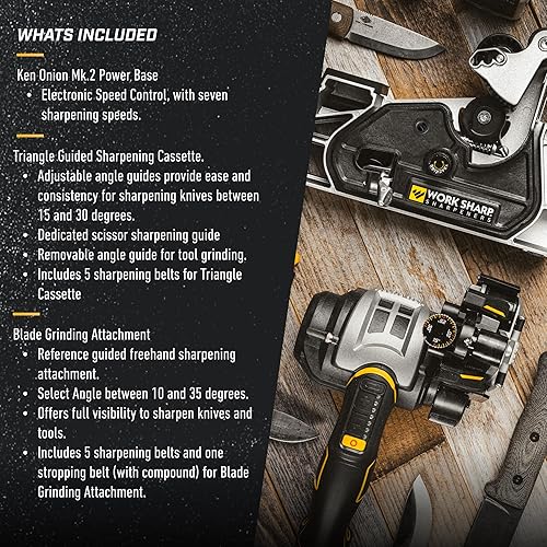 Miniatura 8 de Work Sharp Ken Onion Edition Knife & Tool Sharpener Elite Mk2 - Adjustable Knife Sharpening System with Blade Grinding Attachment