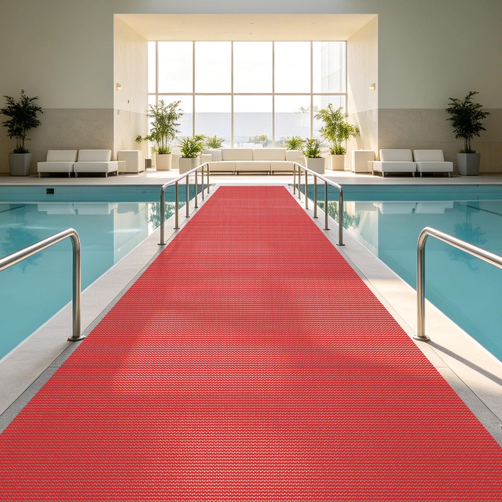 rutschfeste Drainagematte 115 x 560 cm rutschfest Mesh Hohlmatte Anti Ermüdung für Nassbereich Küche Schwimmbad Waschraum Restaurant, Rot