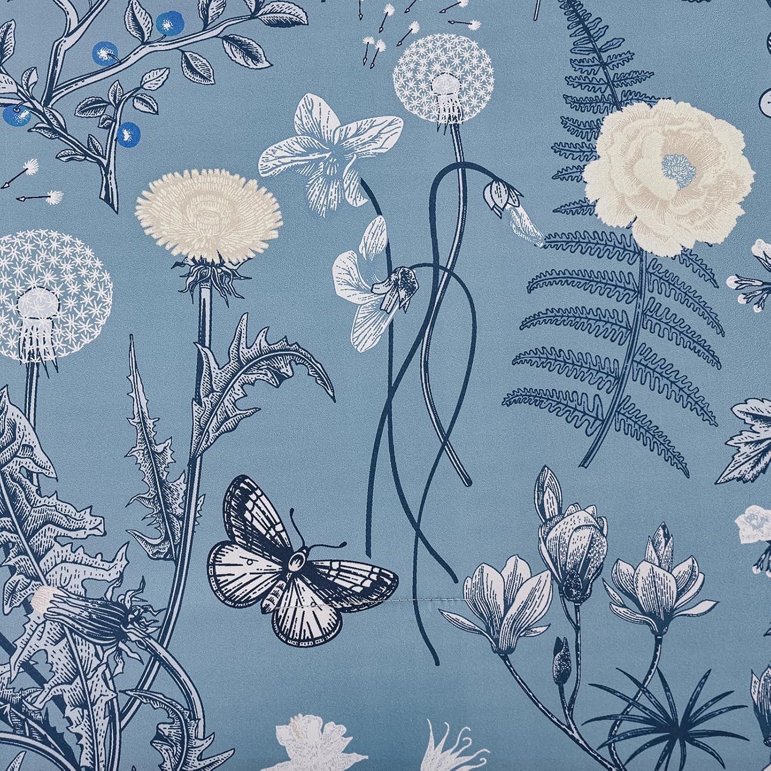 Yiran Blue Comforter Set Queen Size, 7 Piece Floral Comforter Bedding Set, Botanical Farmhouse Bed in a Bag, Soft Microfiber Complete Bedding Set with Sheets for All Season - Image 4