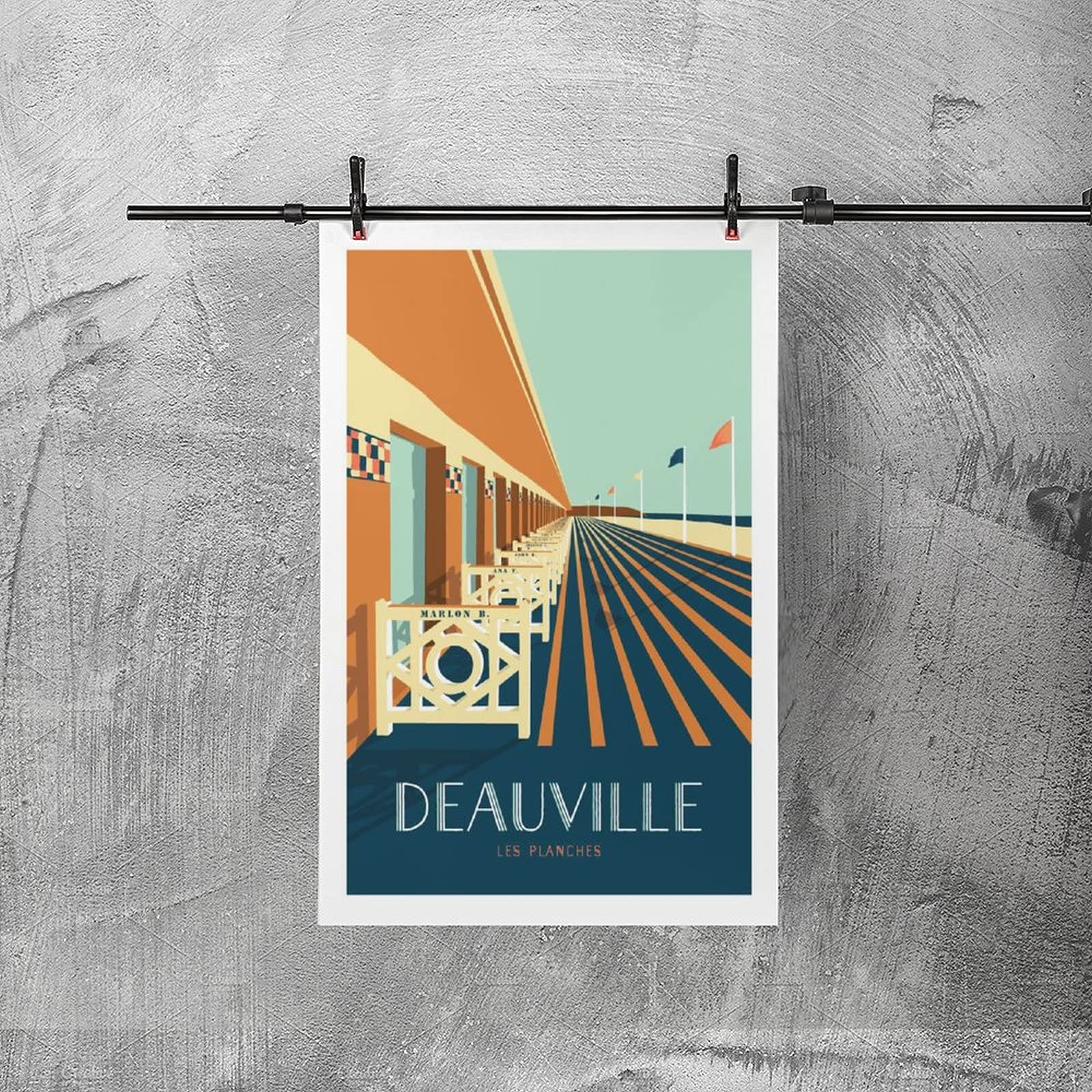 Poster Toile Vintage Deauville Les Planches Marcel – Décoration Murale Élégante, Plusieurs Tailles, Avec Ou Sans Cadre, Style Rétro Côte D'Azur