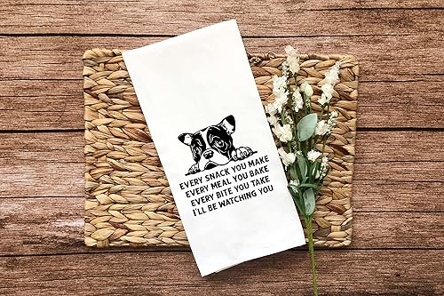 Miniatura 4 de Juego de 3 toallas de cocina francesas Bulldog cada bocadillo que hagas  Perdón a nuestro francés  Silueta francesa saco de harina 100 algodón color