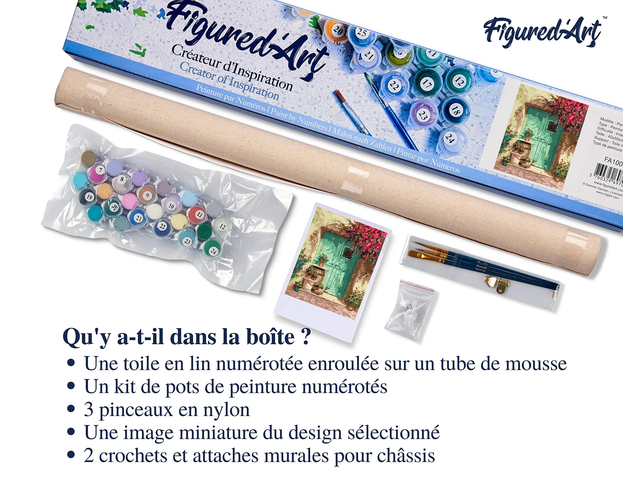 Figured'Art Pintar por Numeros Adultos con marco Entrada florecida - Manualidades pintura acrilica Kit Cuadro DIY completo - 40x50cm con bastidor montado — view 5