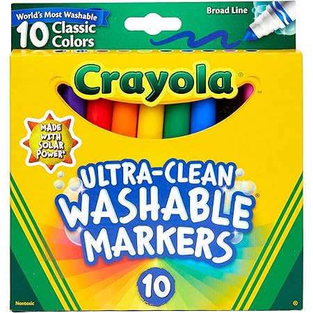 Crayola Ultra Clean Washable Markers, Broad Line, Classic Colors, 10 Count