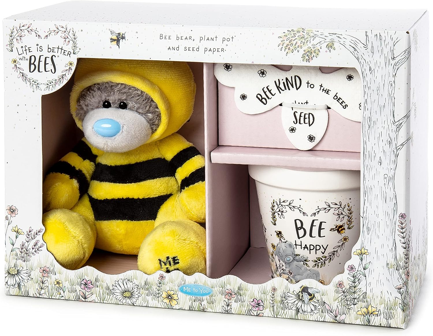 Me To You AGZ01093 Bee's Wildflower Gift Set-Tatty Teddy, Plant Pot & Seed Paper