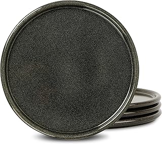 Stone Lain Eden 4-Piece Dinner Plate Set Stoneware, Charcoal Grey