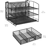 Amazon Basics Desk Organizer 3 Tray w/Sliding Drawer and Hanging File Holder, Black