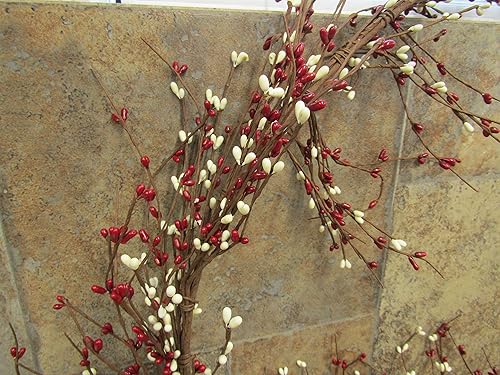 Gorgeous Primitiva 55" Crema y rojo PIP Arroz Berry guirnalda flexible y Bendable