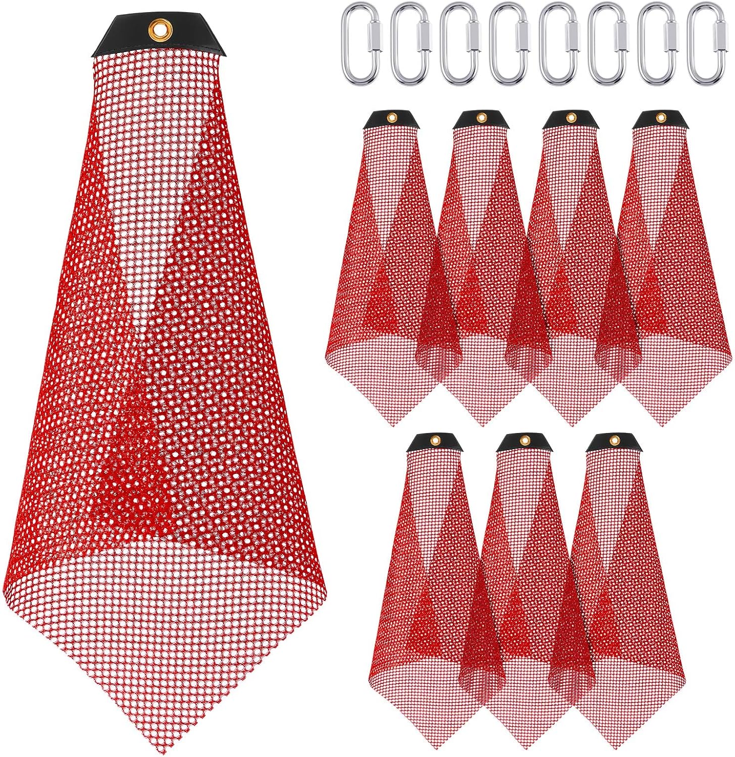 SmoothNovelty 4 Sets Safety Warning Flag Red Mesh Safety Flag with Quick Link 18" x 18" for Truck Loads (Single Corner)