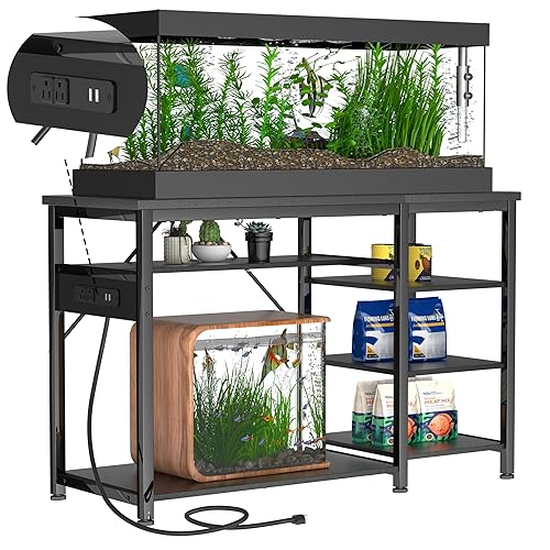 30-40 Gallon Aquarium Stand: Heavy Duty With Power Outlets and Cabinet for Tank Accessories Storage - Metal Frame, 1000LBS Capacity, Suitable for Fish & Reptile Terrariums - 30-40 Gallon