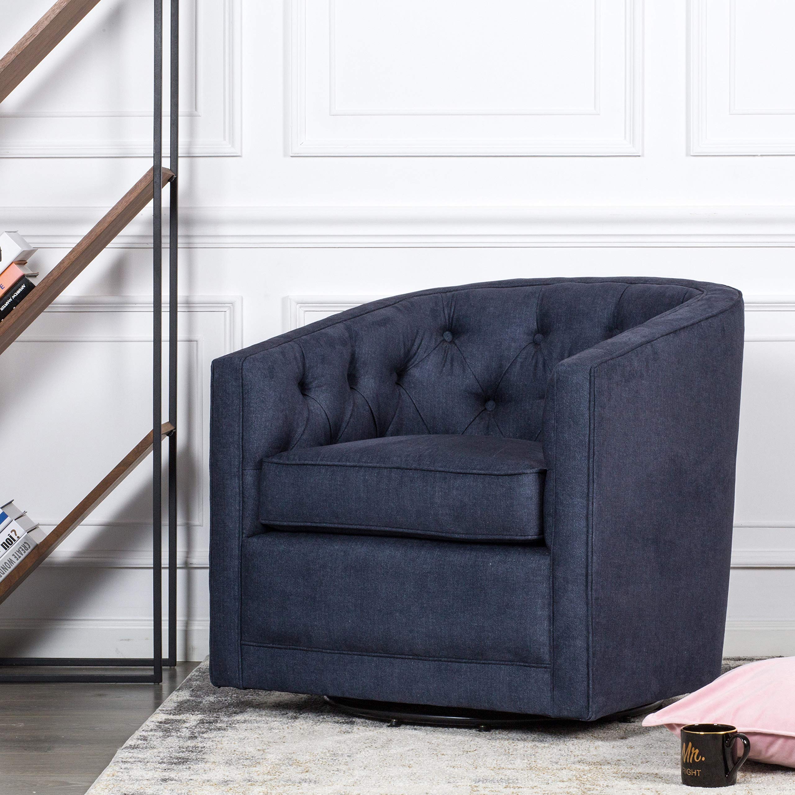 New Pacific Direct Walsh Fabric Swivel Accent Chairs, Blue