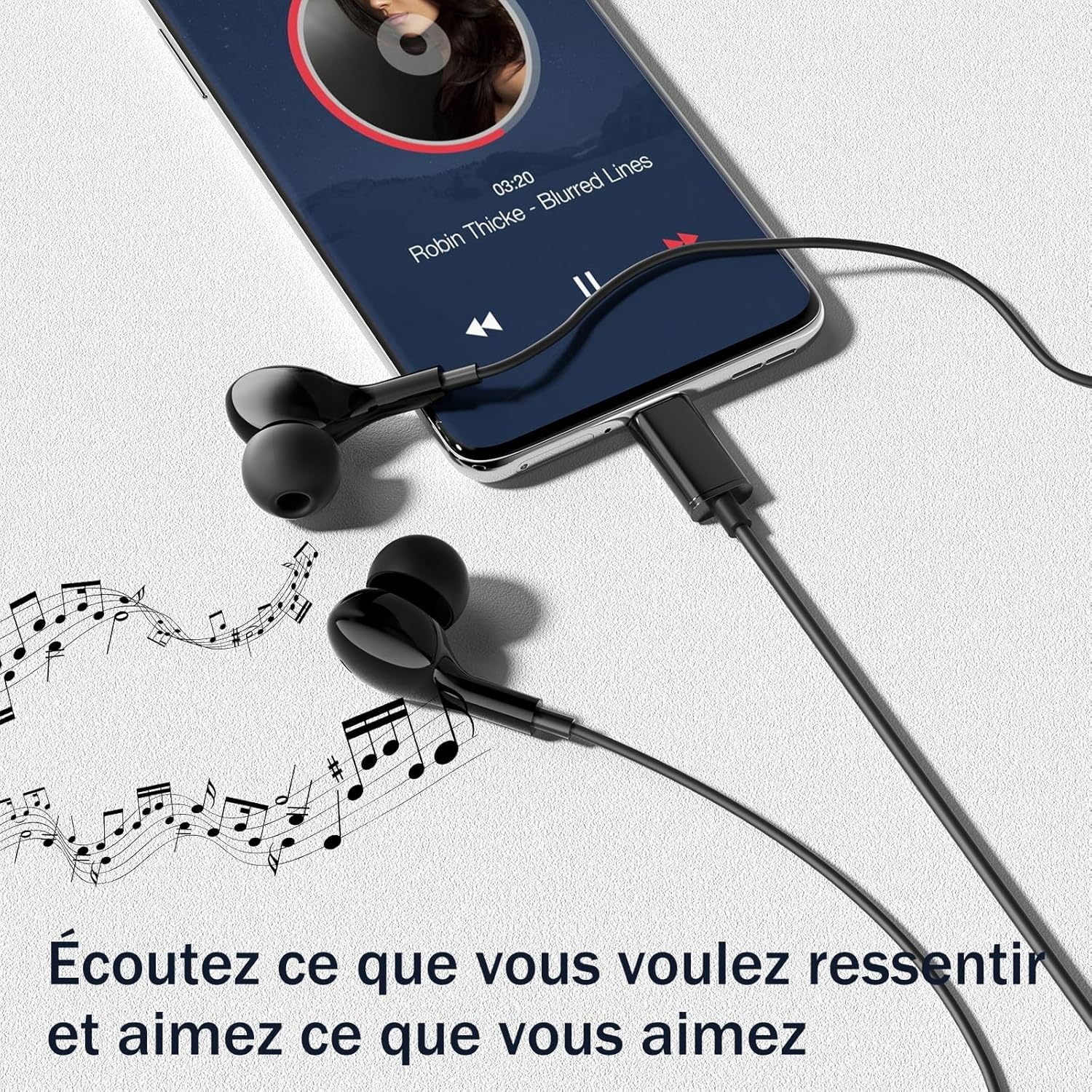 Écouteurs USB C pour Samsung Galaxy S26 S25 S24 S23 S22 Ultra A56 A16 A55 5G A16 HiFi Stéréo Magnétique Ecouteurs Filaire USB C avec MICR pour iPhone 15 16 17 Pro Max Huawei P60 Pixel 8 7 Pro iPad 10
