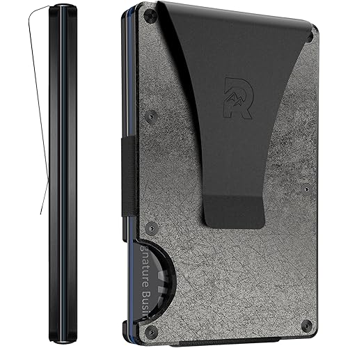 Ridge Wallets for Men - Slim Minimalist Wallet, Front Pocket Wallets for Men, RFID Wallet - Card Holder Wallet (Stonewashed Titanium)