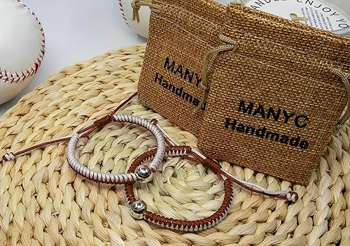 Vista 45 de Pulseras trenzadas hechas a mano, regalos de béisbol para niños, pulseras ajustables con cuentas de béisbol, pulseras de béisbol inspiradoras
