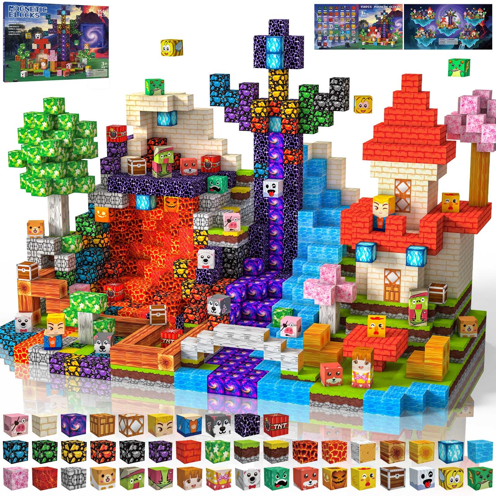 Costruzioni Magnetiche per Bambini 150 PCS 2CM 3+ Giochi Cubi Magnetici, Blocchi Building Blocks Giocattoli Montessori a Partire da 3 4 5 6 7 8 9 10 11 12 Anni Regali di Compleanno per Ragazzi
