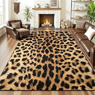 AROGAN Premium Leopard Rug for Bedroom 4×6 Feet, Machine Washable Cheeta...