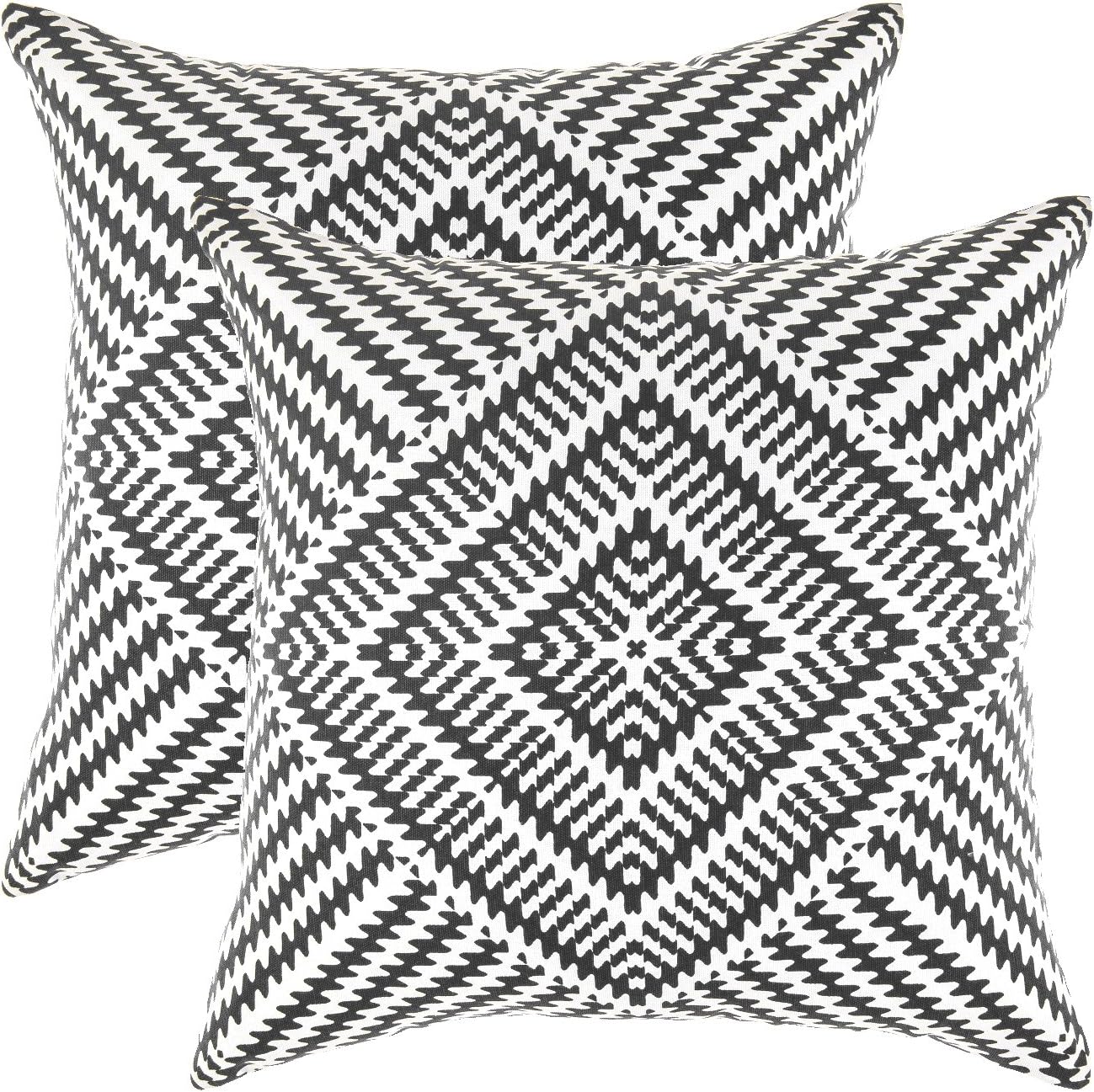 TreeWool (2 Pack Kaleidoscope Accent Cotton Cushion Covers (45 x 45 cm, Black)