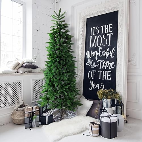 Miniatura 2 de Fraser Hill Farm Árbol de Navidad artificial de pino carmelo sin luz de 7.5 pies, follaje realista, plegable para un fácil almacenamiento, soporte