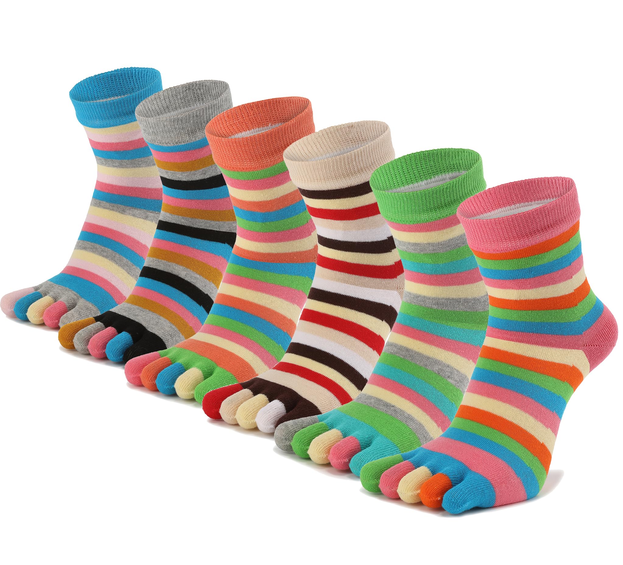 Women Toe Socks 5 Finger Cotton Wicking Athletic 6 Pack 3 Pack