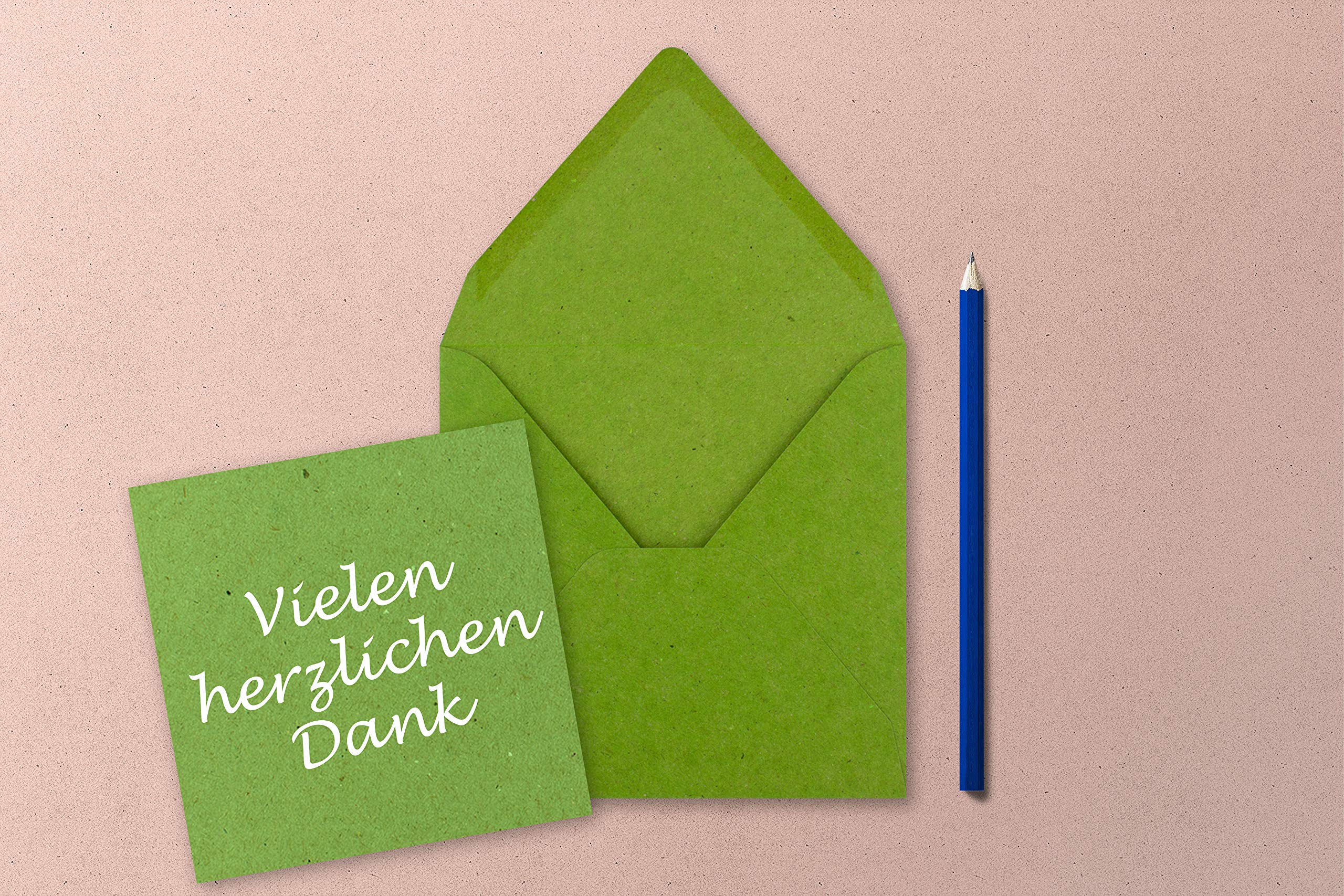 Set 25 Biglietti Quadrati 15x15cm Con Buste - Carta Kraft Verde Per Auguri E Inviti - Foto 7