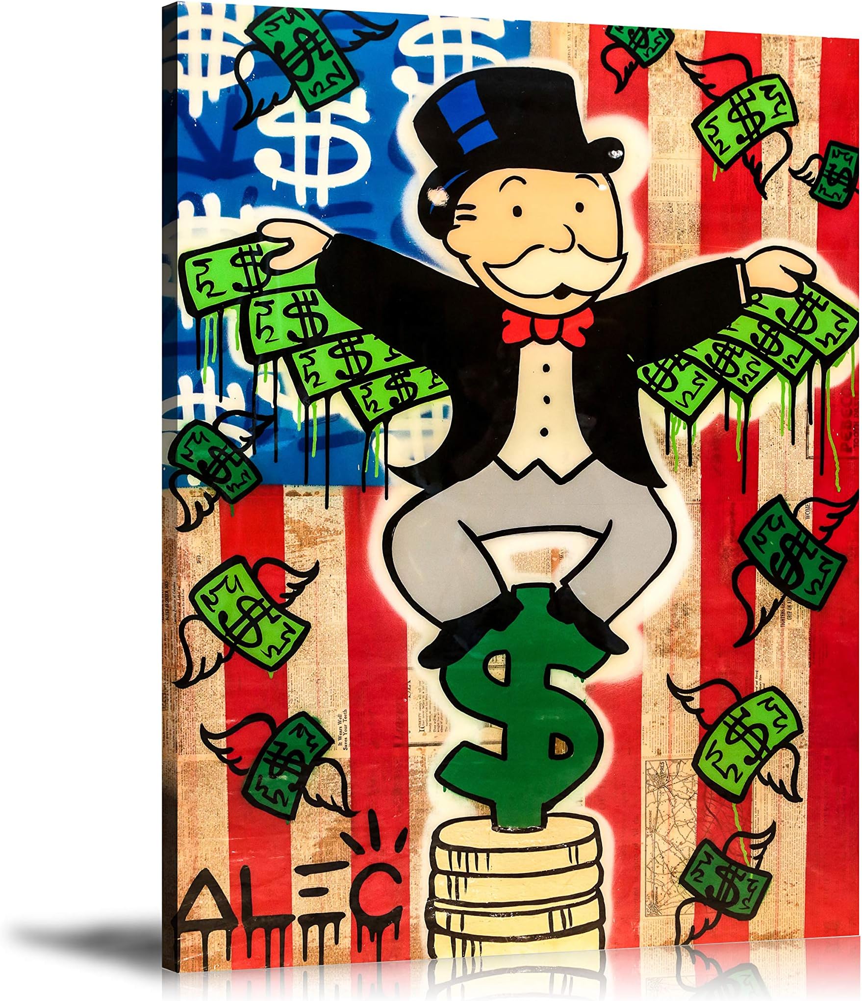 Newartprint ALEC Monopoly HD Printed Oil Paintings Home Wall Decor Art On Canvas Money Wings 24x32inch Unframed