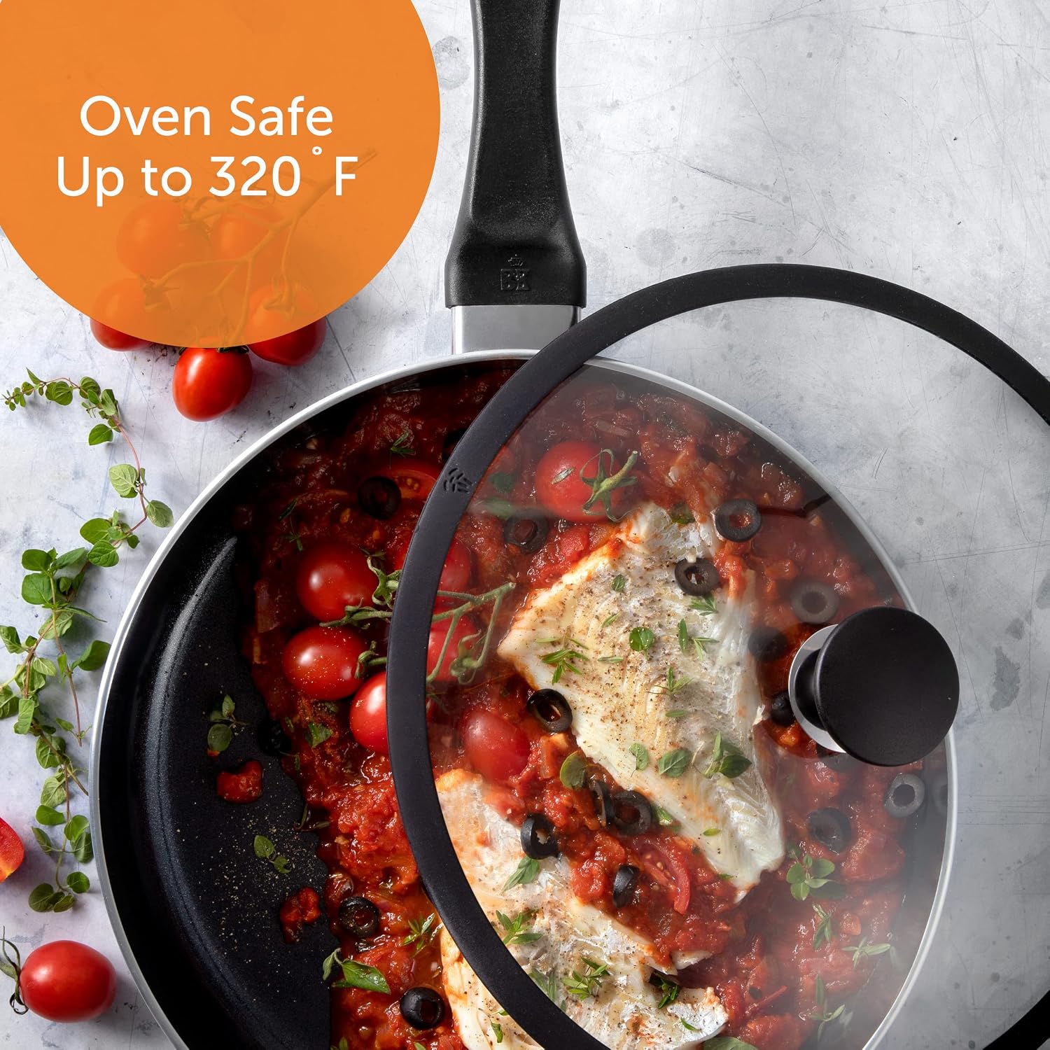 BK Vivid Ceramic Nonstick Induction 3.8QT Non Stick Saute Pan with Lid, PFAS Free, Dishwasher Safe, Black