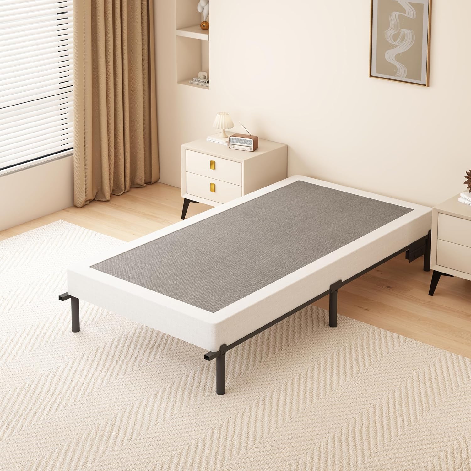 5 Inch Box Spring Twin Size, 1500lbs Heavy Duty Twin Bed Box Spring Bed Base Metal Mattress Foundation, Easy Assembly, Noise Free