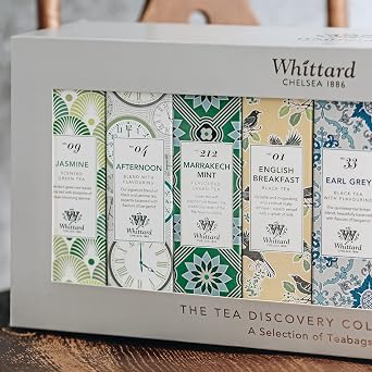 Whittard of Chelsea - The Tea Discovery Collection - (New Flavors) Gift Box Includes 4 Black Teas 3 Green Tea & 1 Oolong Tea (8 Tea Boxes, 160 Teabags, 1 Set)