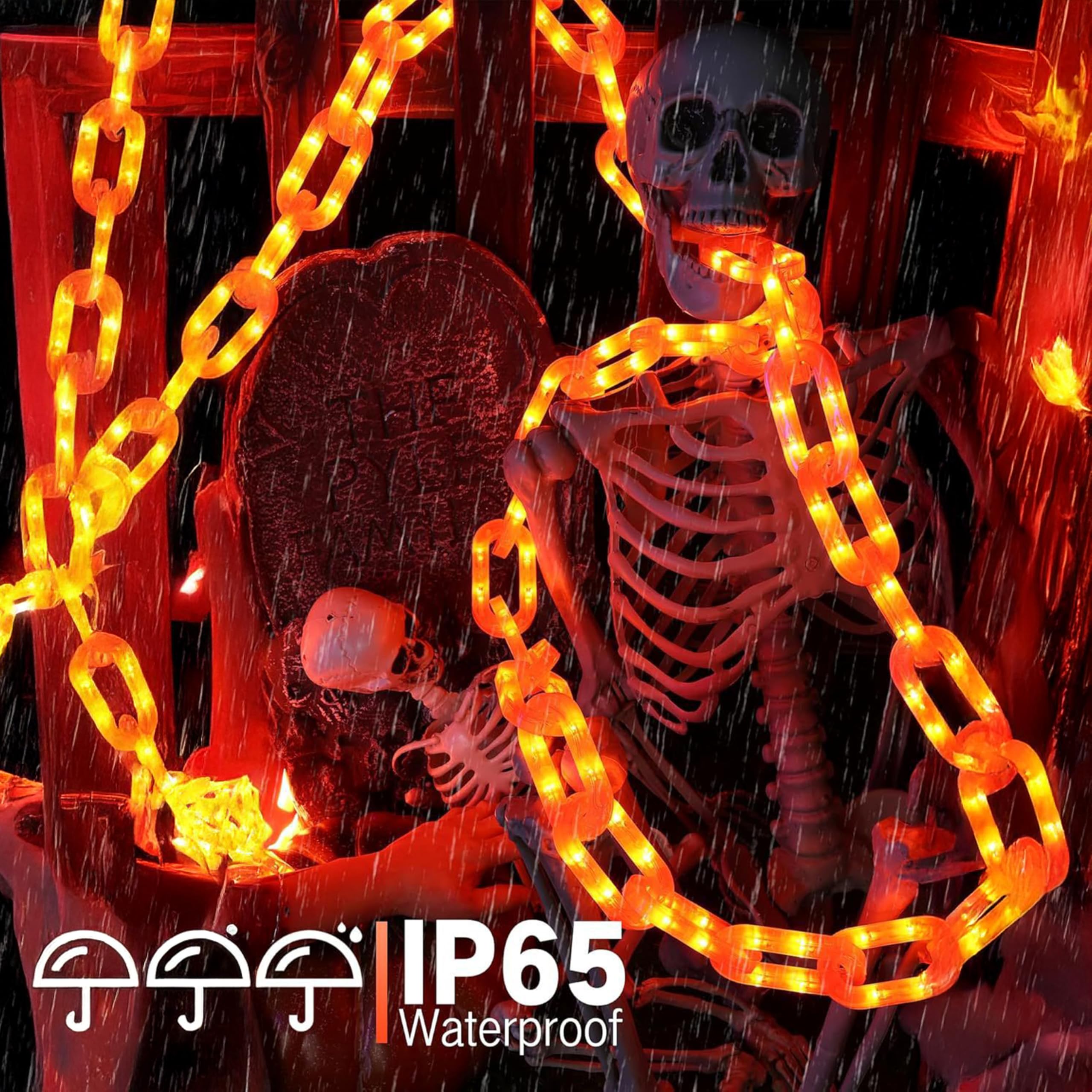 Halloween Deko LED Fensterlichter, 8 Modi Dekorationen Lichterkette 2/3/4M Deko Outdoor Lichter, Batteriebetriebene Lichter Dekoration Indoor Outdoor Home Yard Party, 4M