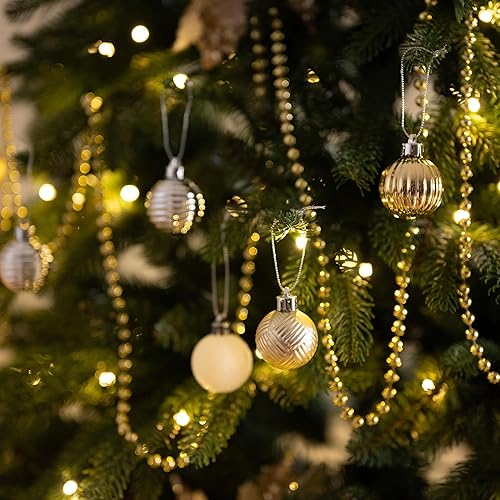 Miniatura 3 de Valery Madelyn Adornos de bola de Navidad (24 quilates), oro blanco inastillable, surtido de decoración y regalo de Navidad, paquete de valor