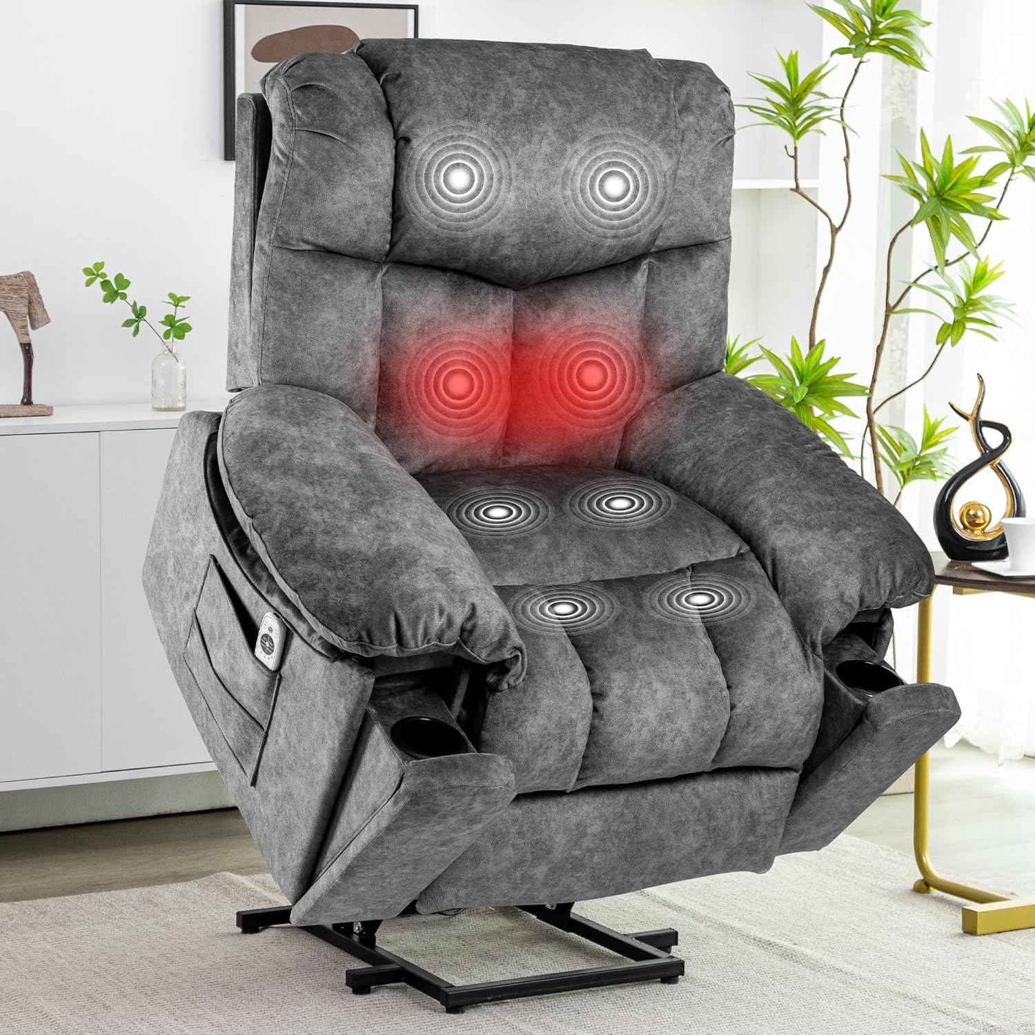HOMYEDAMIC Power Lift Recliner Heated Massage Chair for Elderly