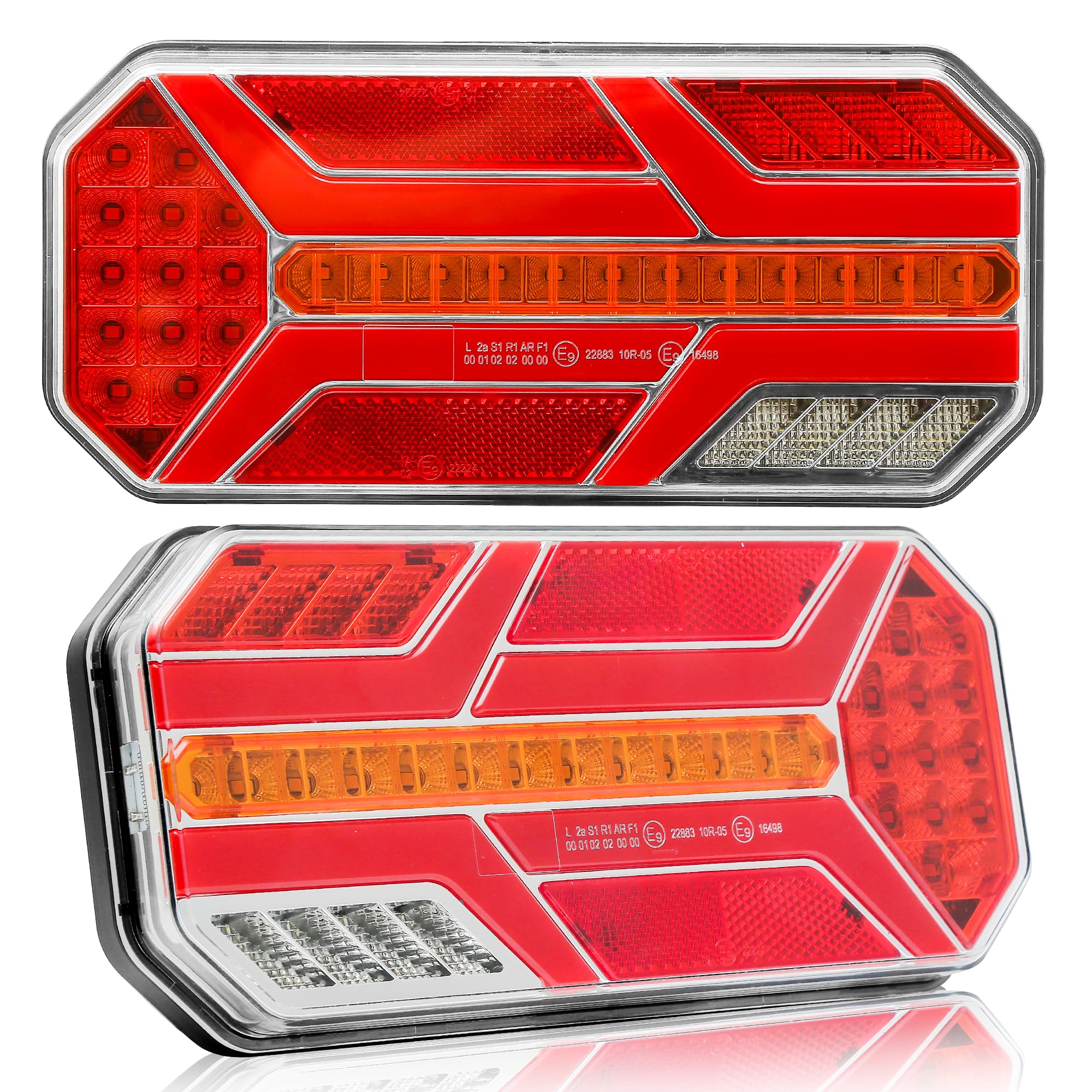 DARKGUARD Anhängerbeleuchtung Lichter 12V 24V Led Rückleuchten für Anhänger PKW LKW Wohnwagen Wasserdicht IP67 E-Mark Zulassung 7 Funktionen Heckleuchte Anhänger