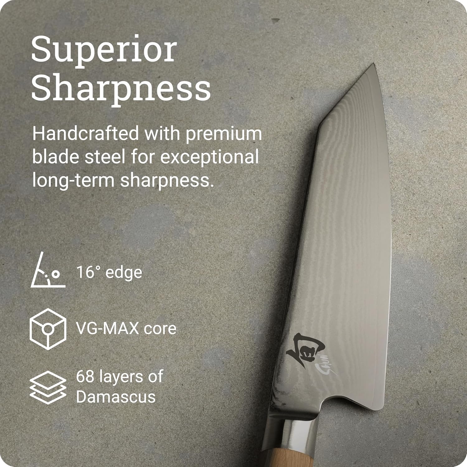 Shun Classic Blonde 6" Kiritsuke Knife, Handcrafted Japanese Kitchen Knife for Professional and Home Chefs, VG-MAX Core with Damascus Stainless Steel Cladding, Pakkawood Handle