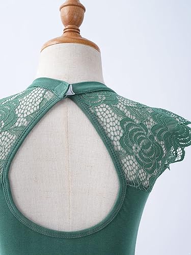 Miniatura 5 de JEATHA Leotardos de ballet para niñas tops de baile de bailarina encaje floral con botones entrepierna