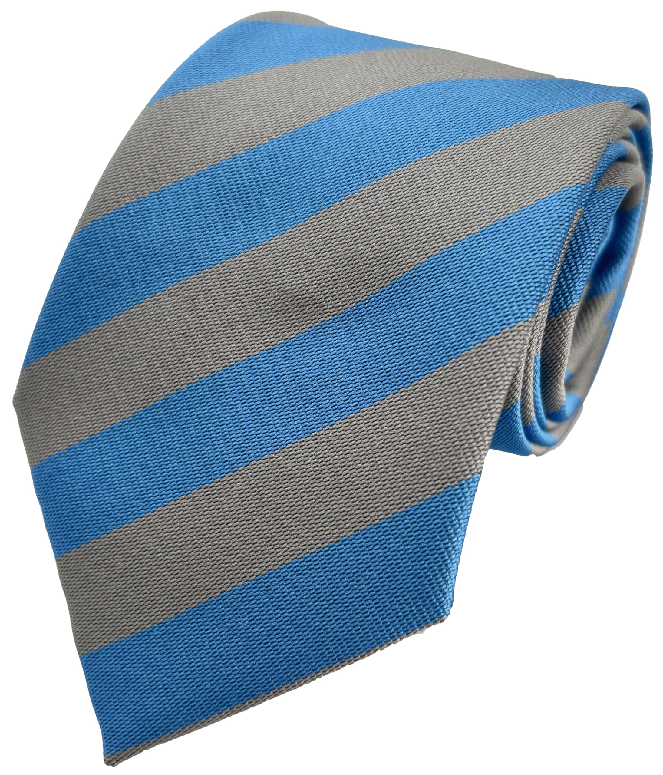 Great British Tie Club Sky Blue & Grey School Ties (23 Block Stripe Colour Variations) Primary Junior Size (Sky Blue & Grey)