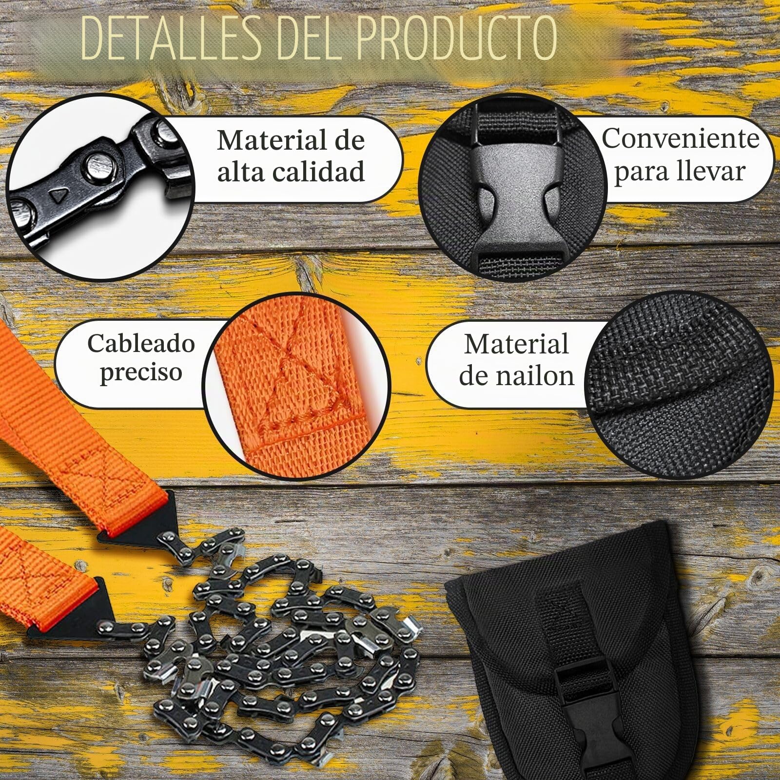 Sierra de Cadena Manual, 24 Pulgadas Sierra de Bolsillo Duradera Motosierra de Bolsillo Portátil para Herramientas de Camping Accesorios y Exteriores (A, Verde)