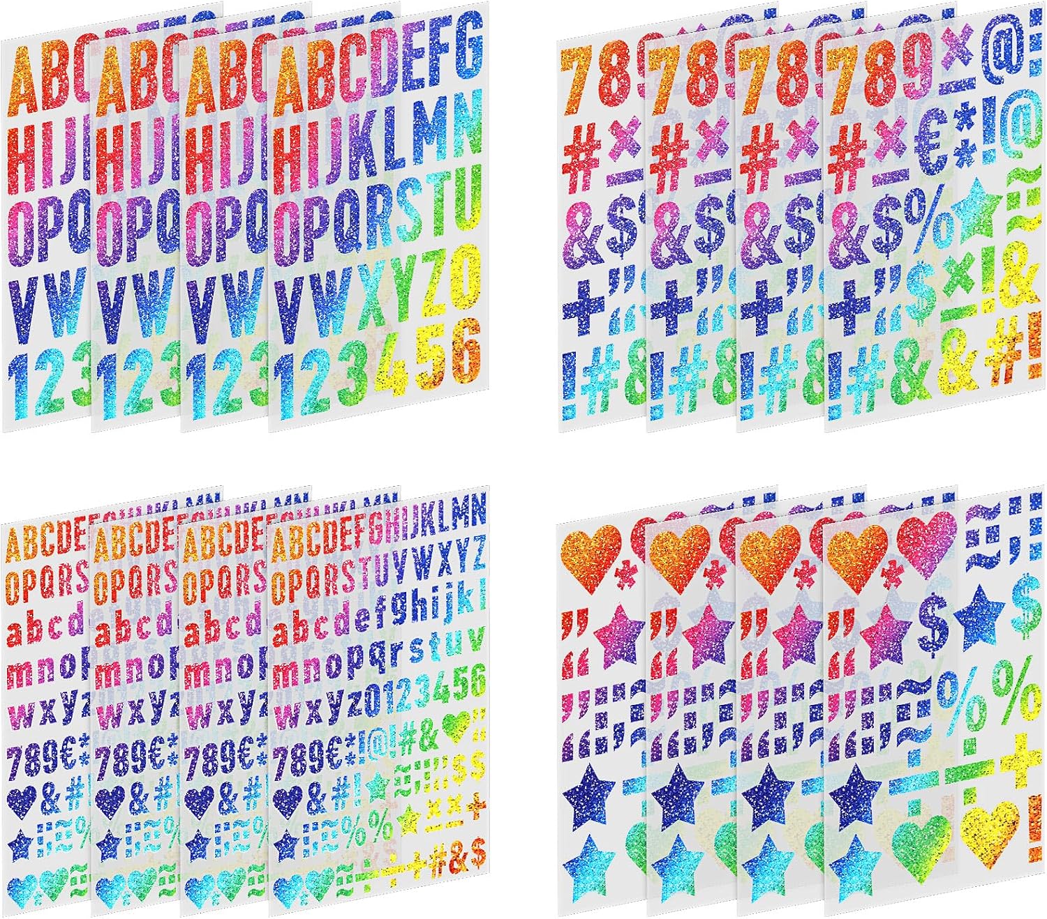 Lyrow Sheets Iron on Letters for Clothing Heat Transfer Vinyl Patches PU Alphabets Sticker Iron on Decals for T-Shirts Printing DIY Crafts Decoration(Multicolor Gradient,16 Sheets)